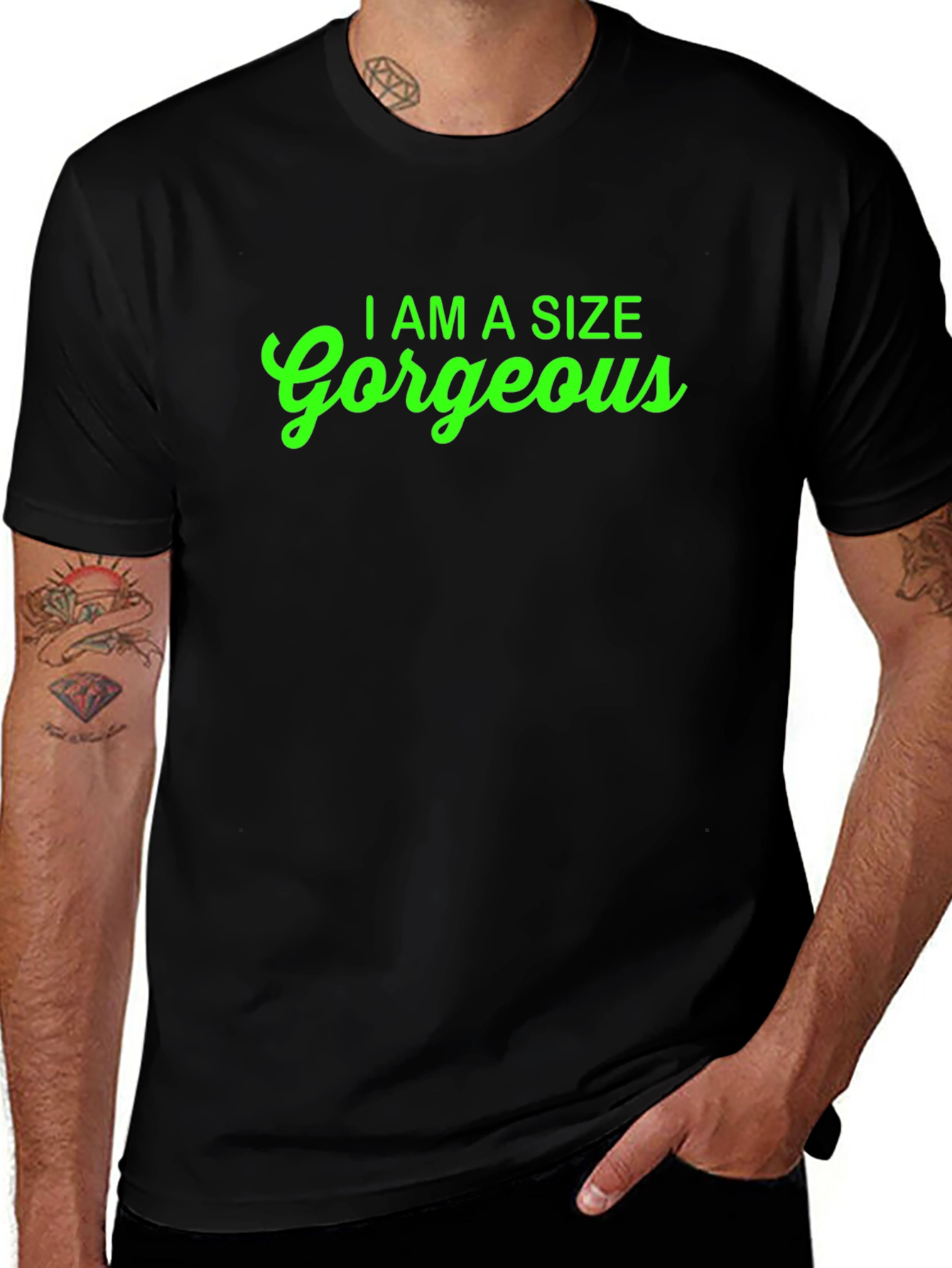 Variant 12 of I Am A Size Gorgeous Black T-Shirt