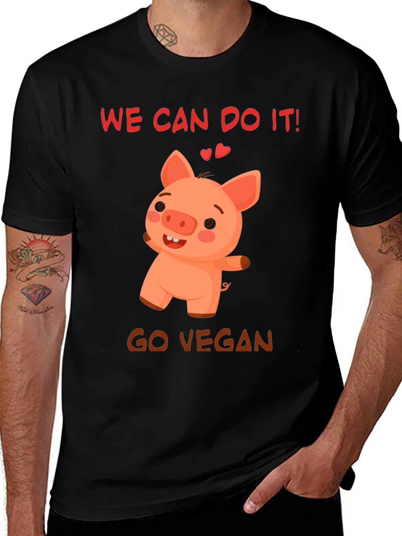 Variant 26 of Vegan Pig T-Shirt - We Can Do It!