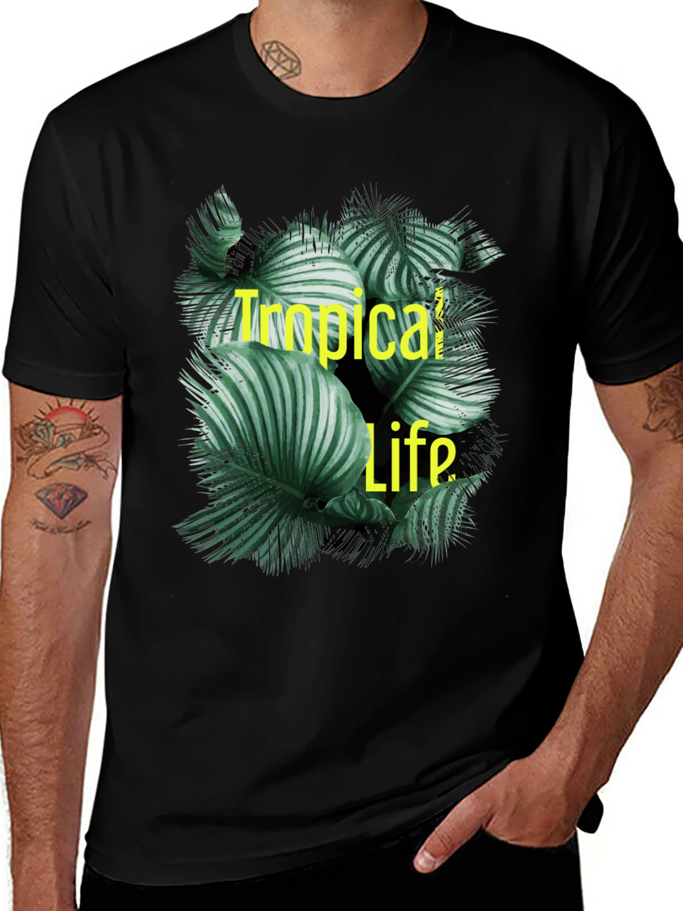 Variant 2 of Tropical Life Black Graphic T-Shirt