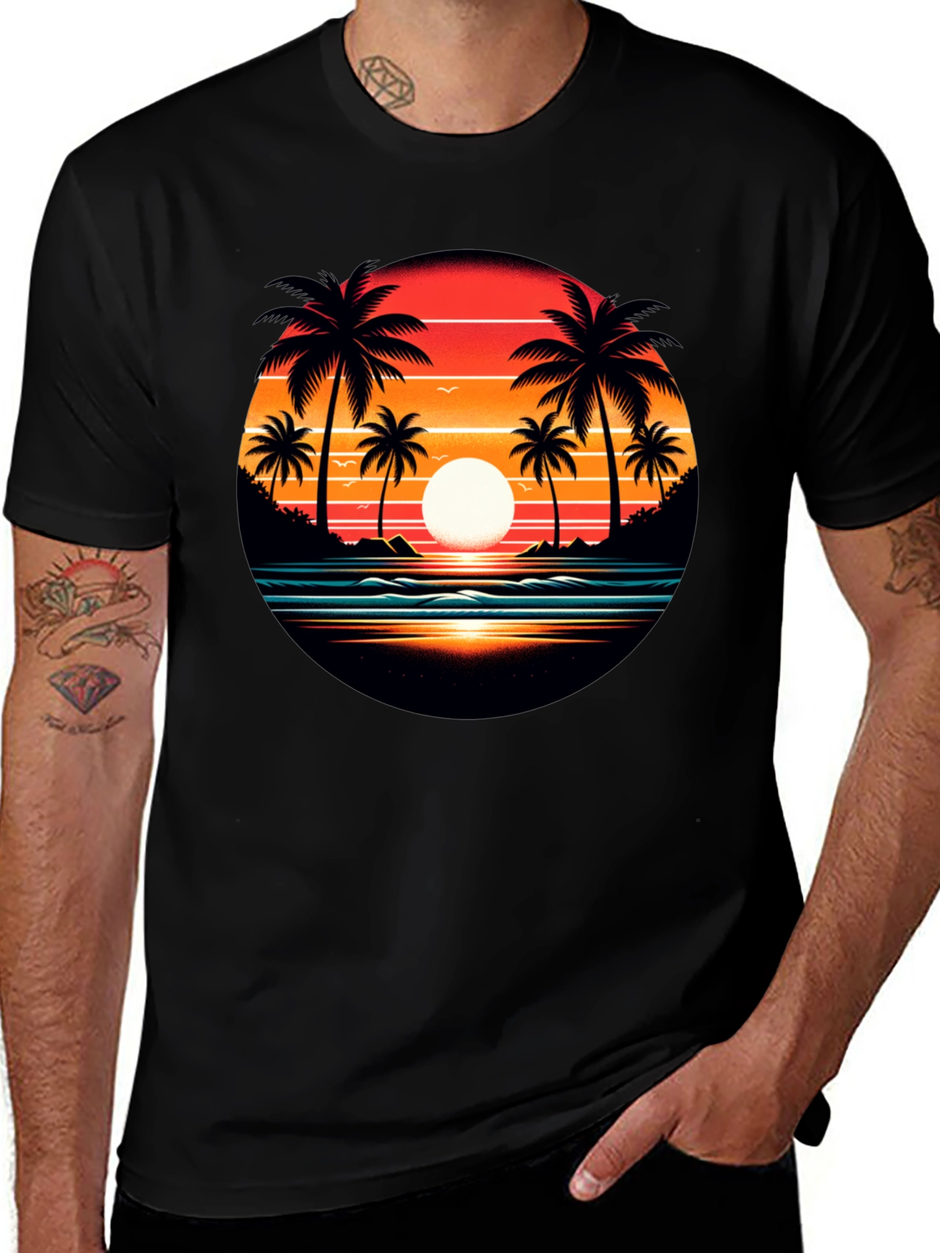 Sunset Palm Tree Graphic Tee