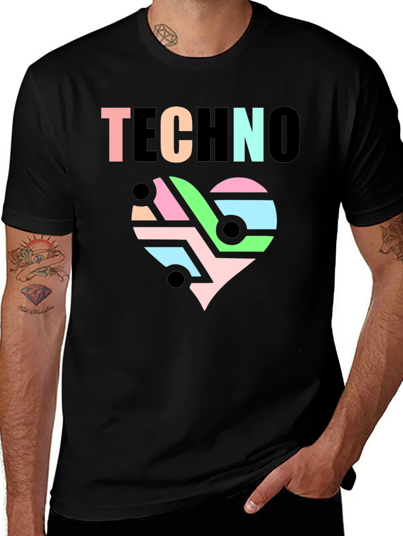 Variant 20 of Techno Heartbeat Graphic T-Shirt - Cool EDM Rave Tee