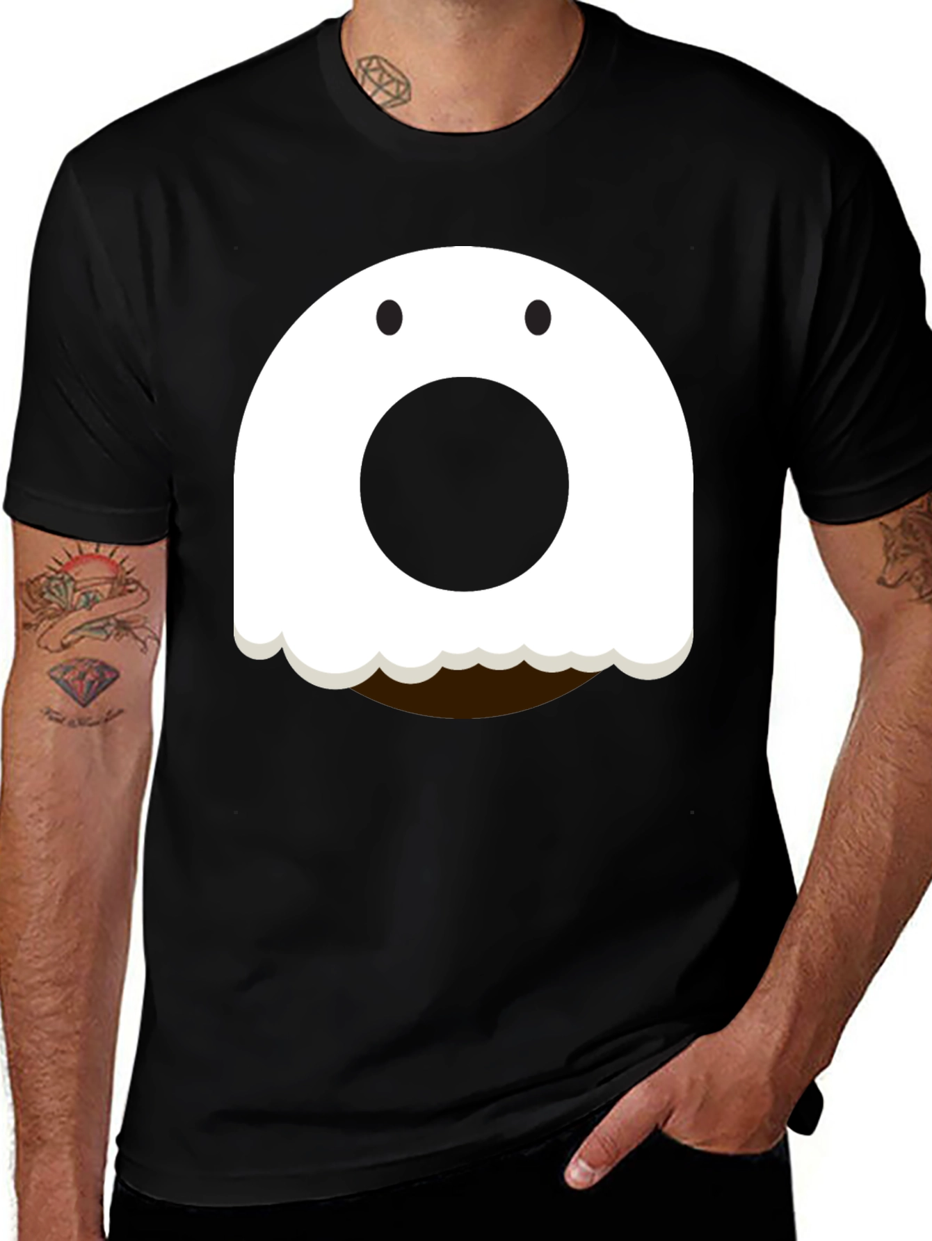 Variant 23 of Fun Donut Graphic Tee - Black Cotton T-Shirt
