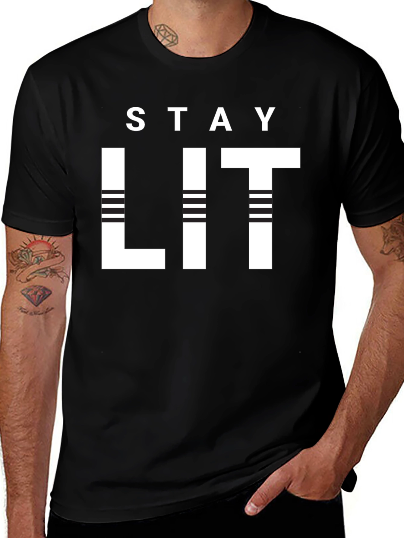 Variant 24 of Stay Lit Black Graphic Tee