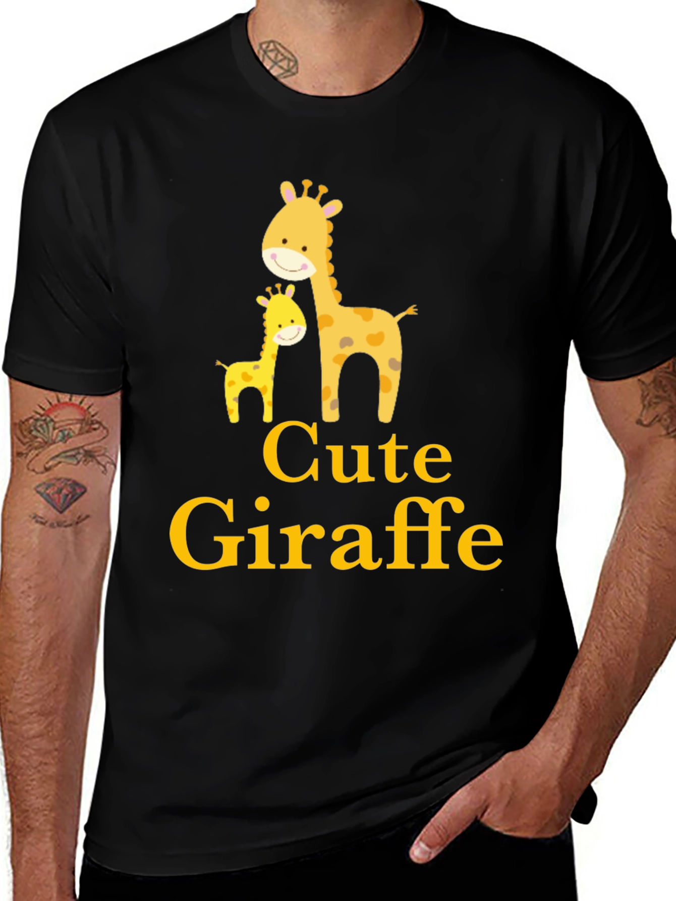 Variant 23 of Cute Giraffe Graphic Black T-Shirt