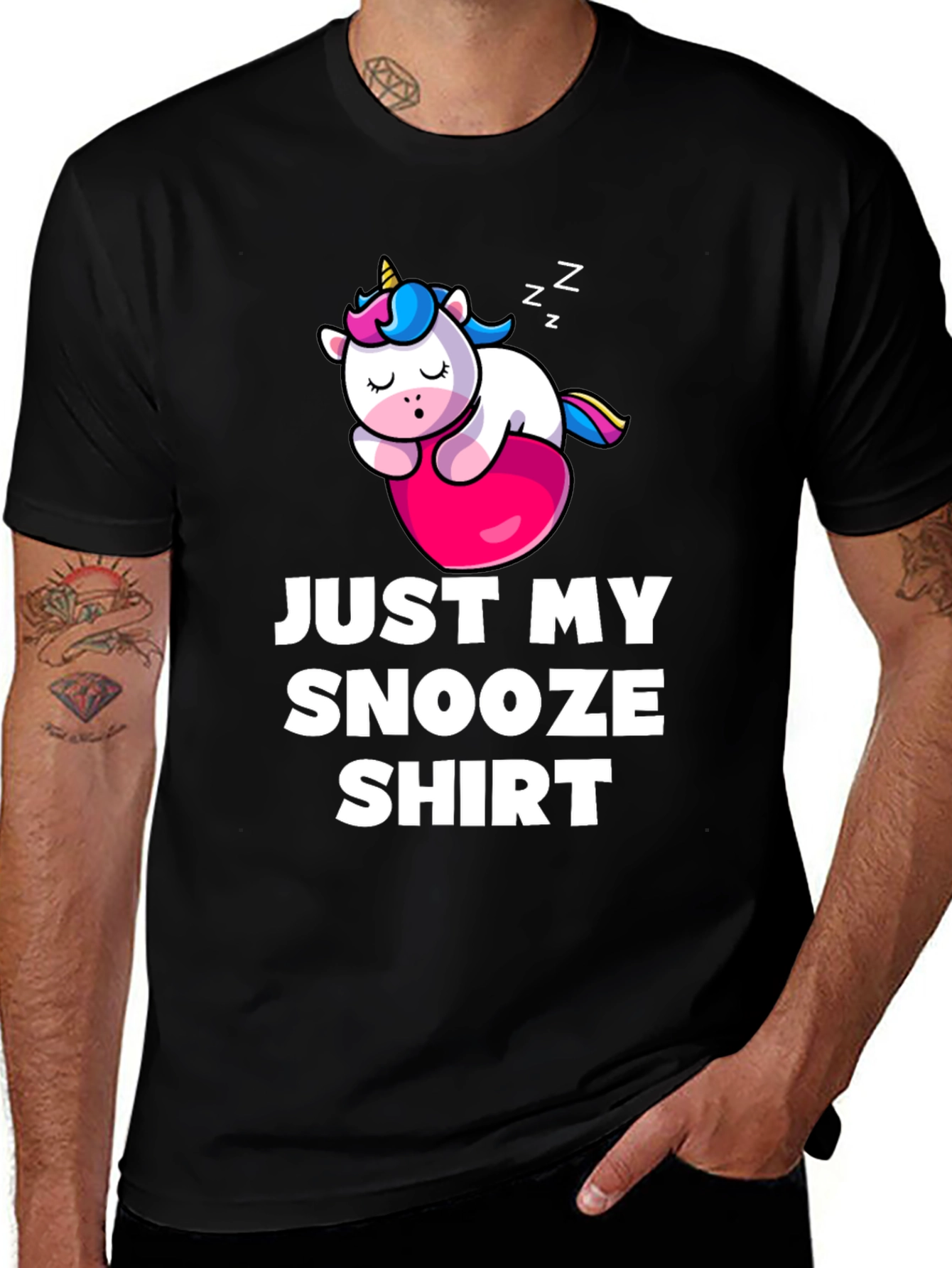Black Just My Snooze Shirt - Unicorn Sleep Tee main image