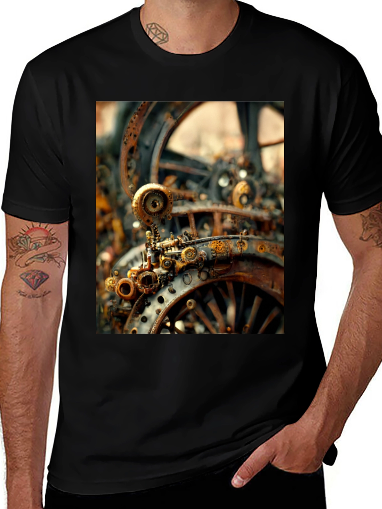 Steampunk Gears T-Shirt - Vintage Mechanical Design