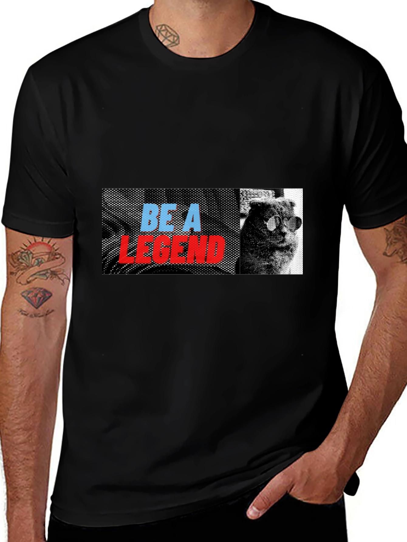 Variant 9 of Be A Legend Cat Graphic Tee - Black