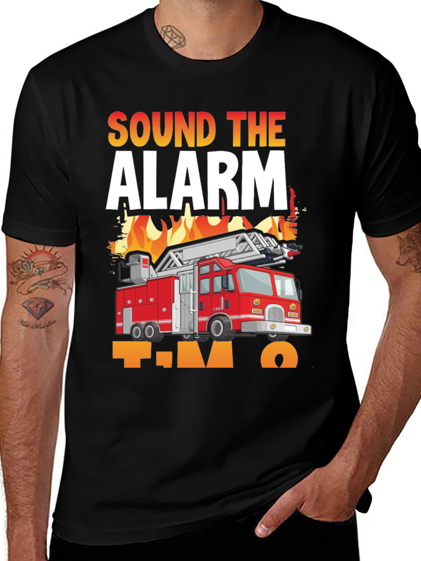 Variant 16 of Sound The Alarm I'm Two Fire Truck T-Shirt