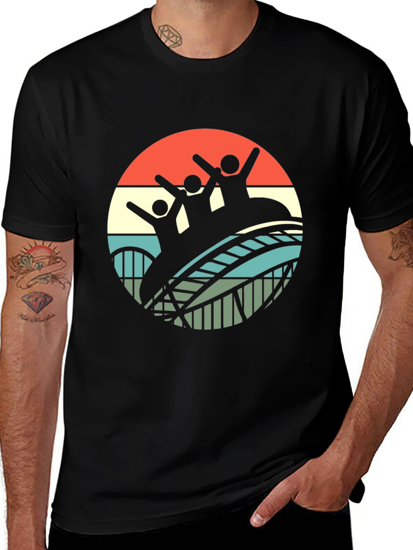 Variant 23 of Retro Roller Coaster Ride T-Shirt - Black
