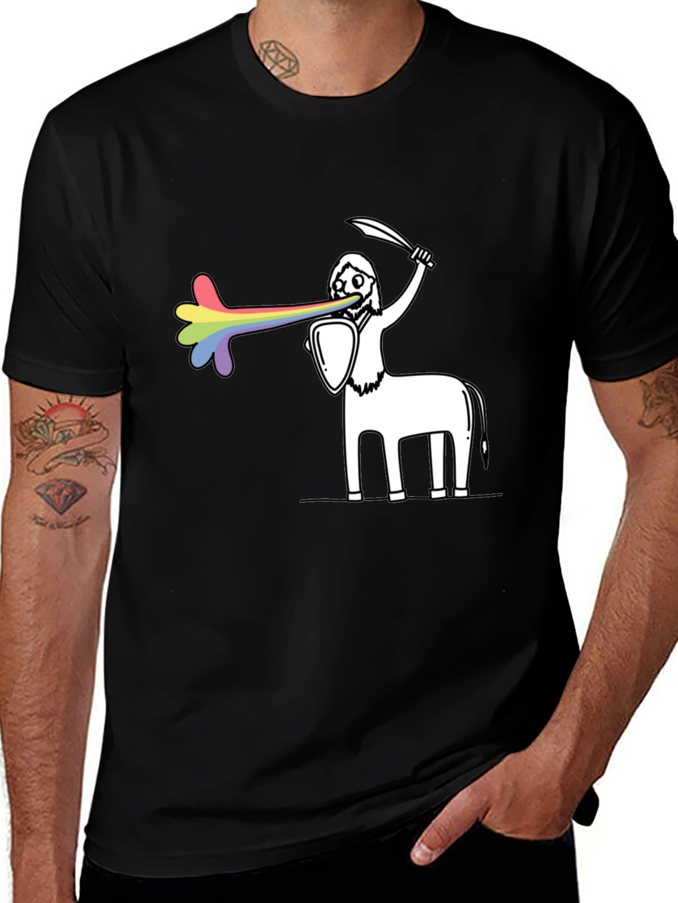 Variant 6 of Rainbow Centaur Warrior Graphic Tee
