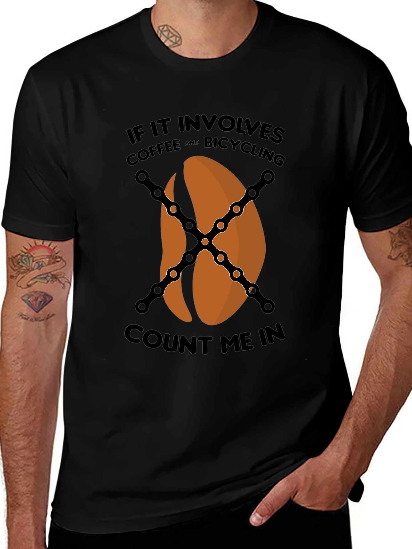 Variant 14 of Coffee & Bicycling T-Shirt - Count Me In!