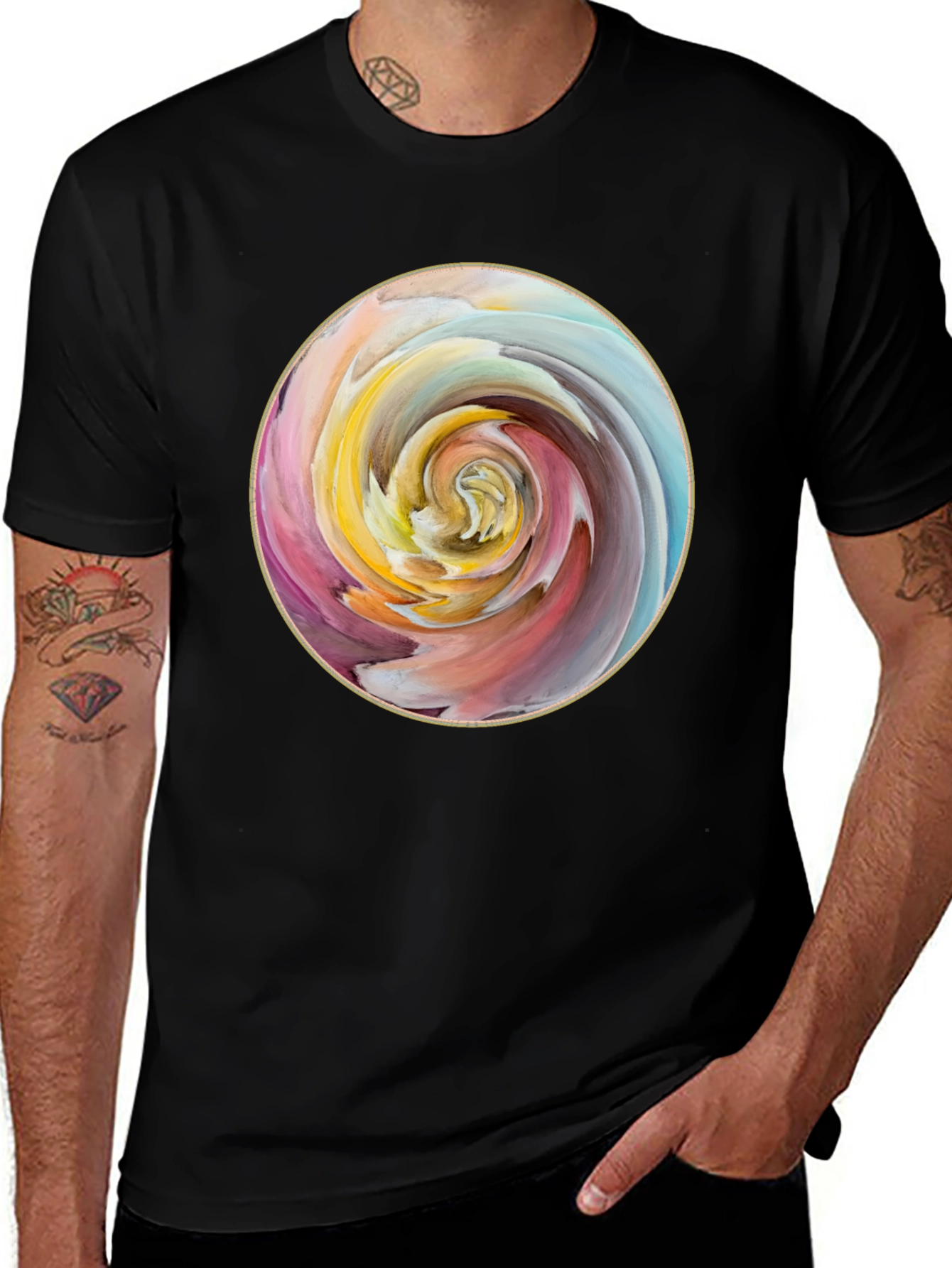 Variant 30 of Abstract Swirl Graphic Black T-Shirt