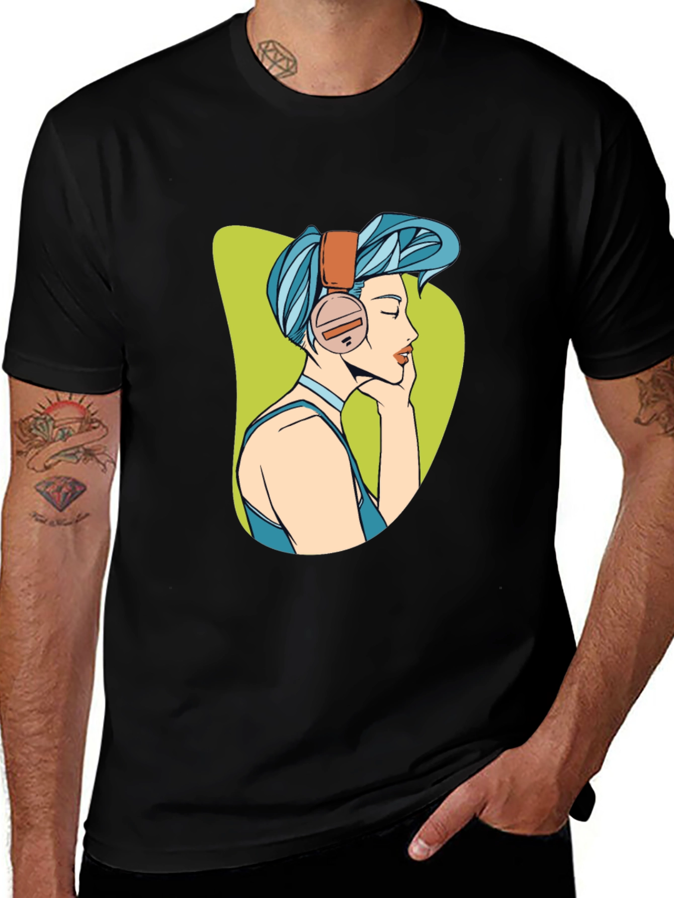 Retro Girl Listening Music T-Shirt