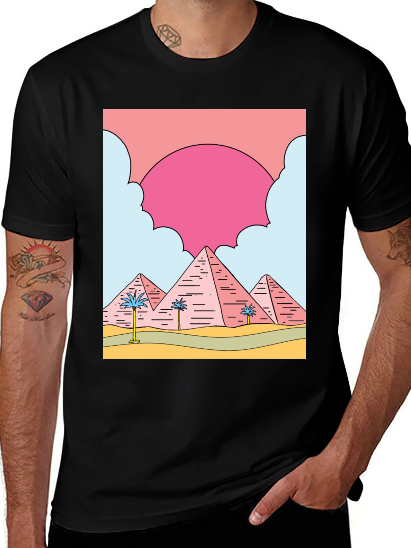 Variant 3 of Retro Pyramid T-Shirt - Desert Scene
