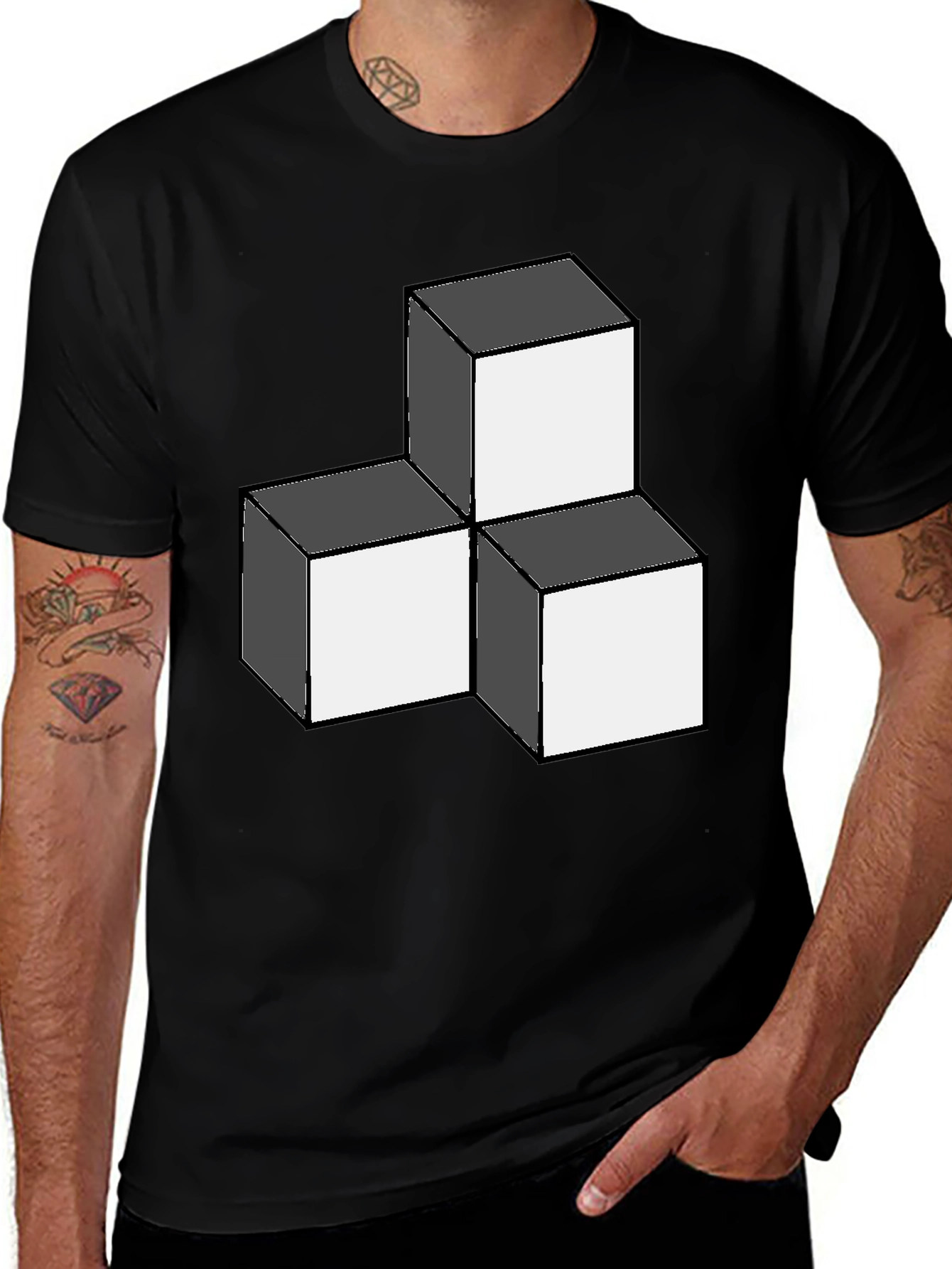 Optical Illusion 3D Cubes Graphic Tee