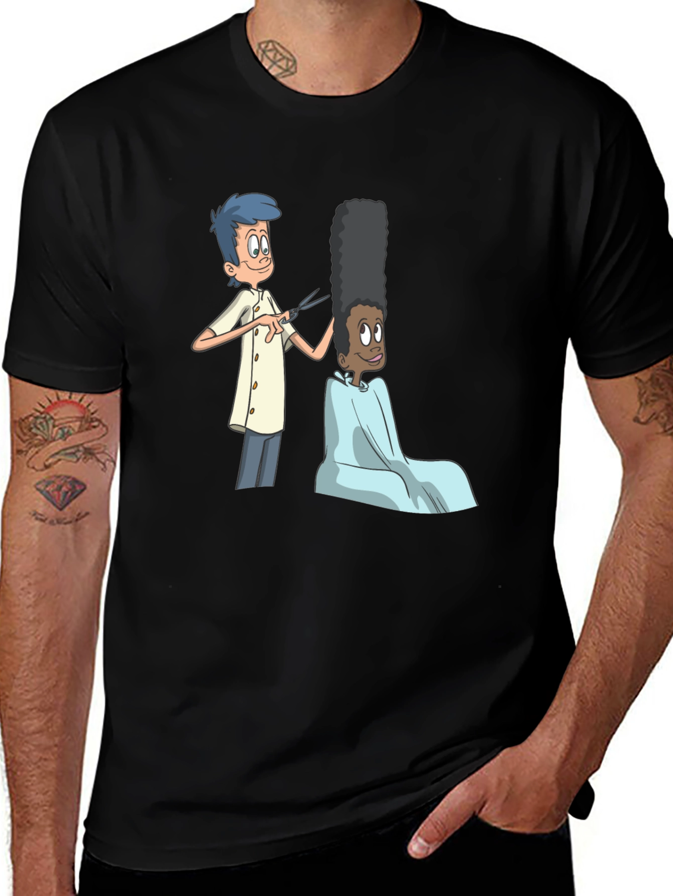 Variant 7 of Cartoon Barber T-Shirt - Funny Haircut Tee
