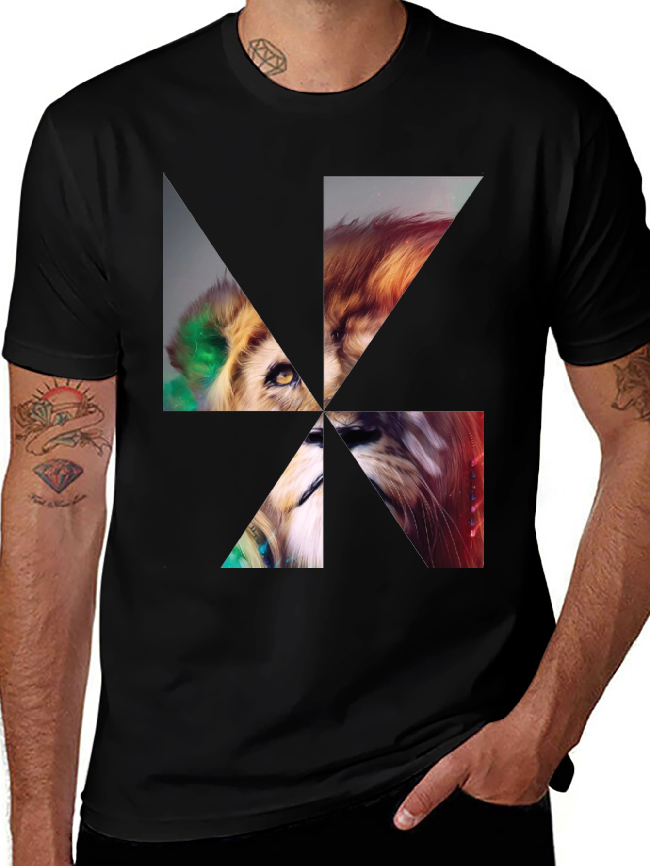 Variant 13 of Abstract Lion Head Graphic T-Shirt