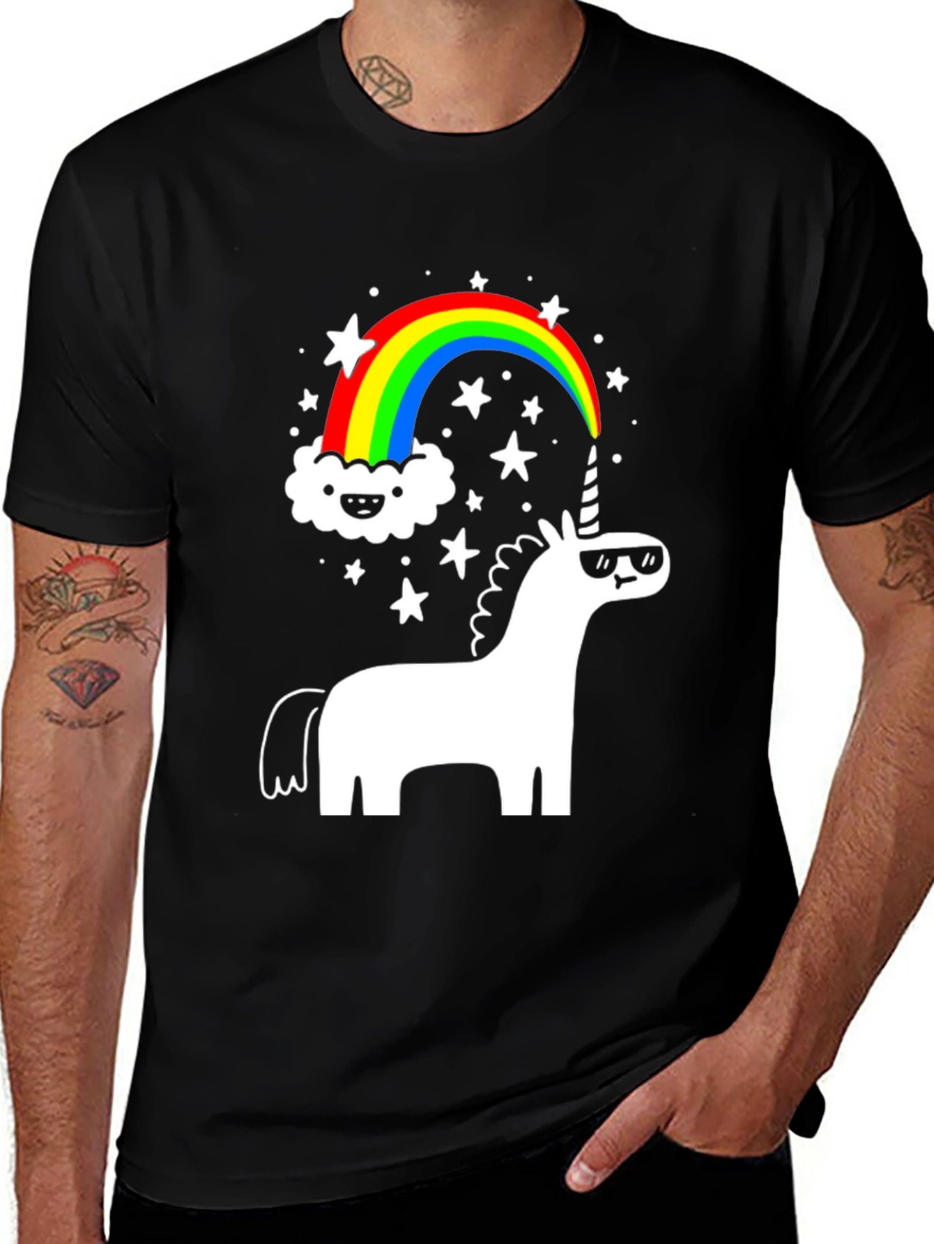Variant 6 of Unicorn Rainbow T-Shirt - Black, Graphic Tee