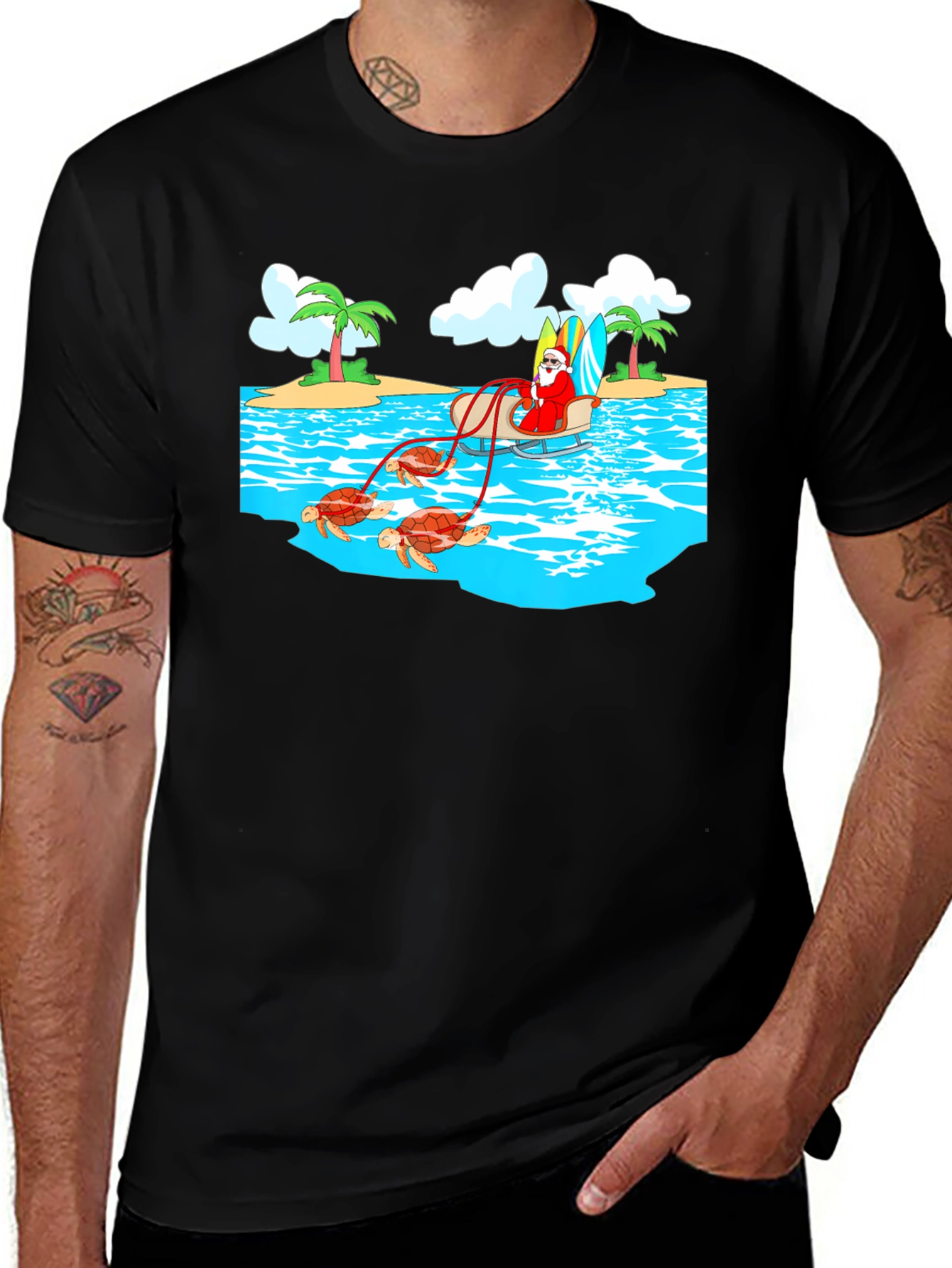 Tropical Santa Turtles T-Shirt
