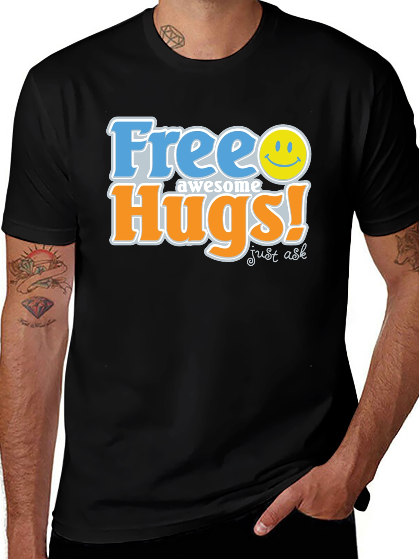 Variant 20 of Free Awesome Hugs T-Shirt - Just Ask! Novelty Tee