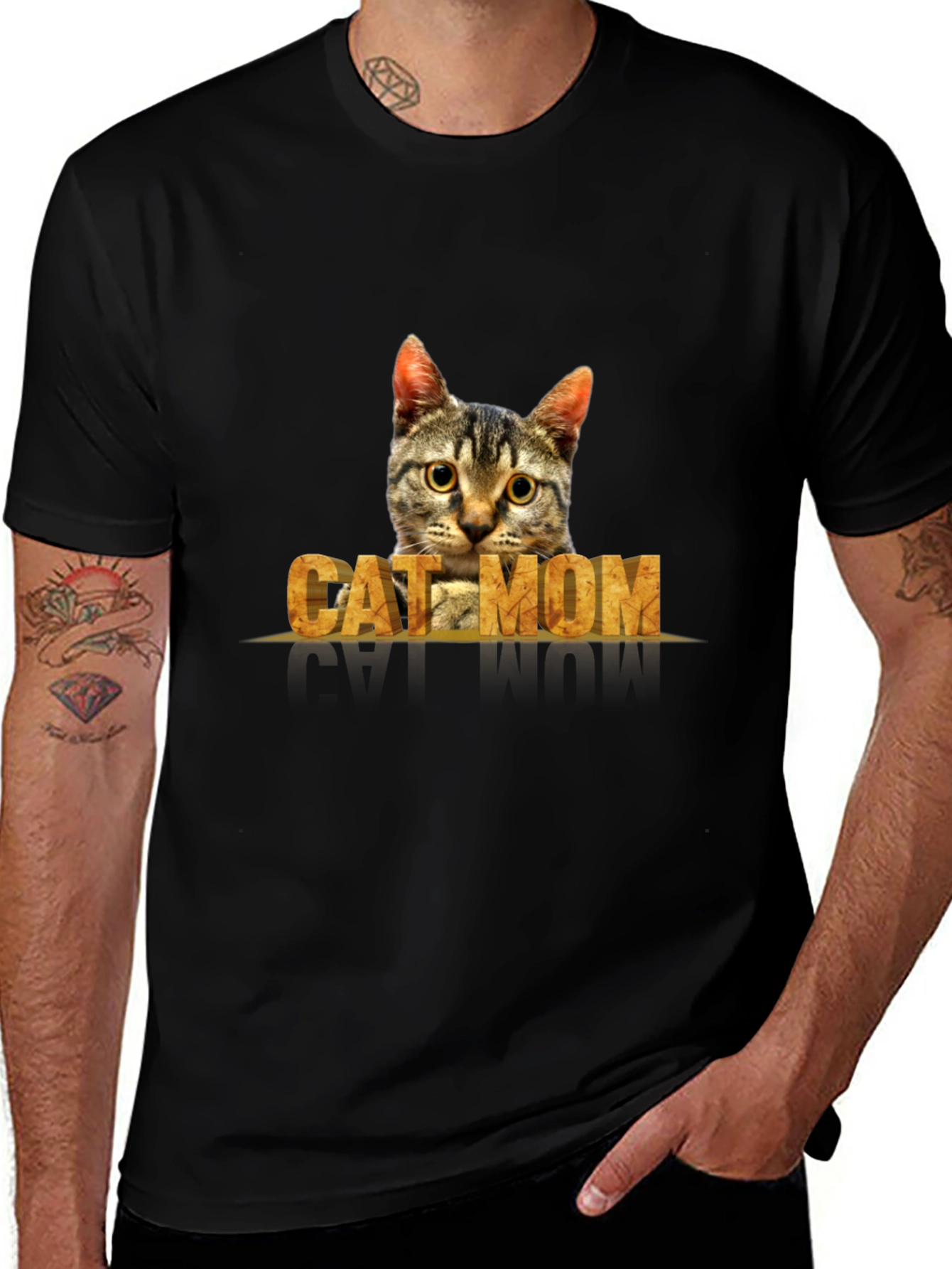 Variant 19 of Cat Mom Graphic T-Shirt - Black