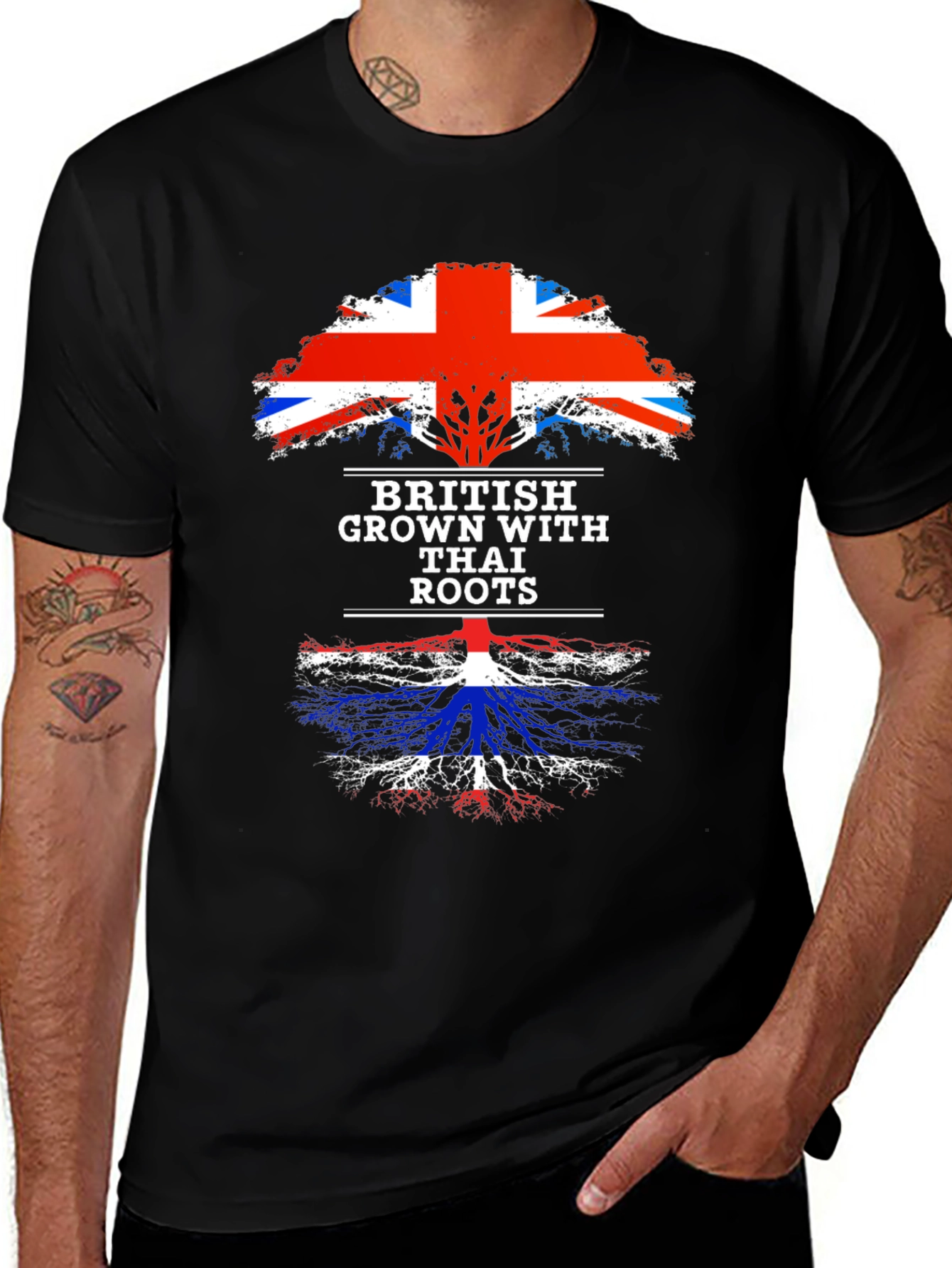 Variant 28 of British Grown with Thai Roots T-Shirt