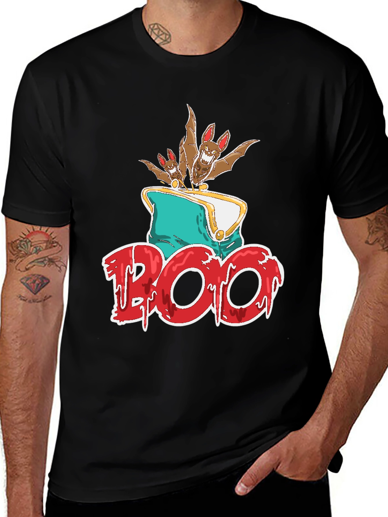 Boo Bats Graphic Tee Halloween Spooky Shirt