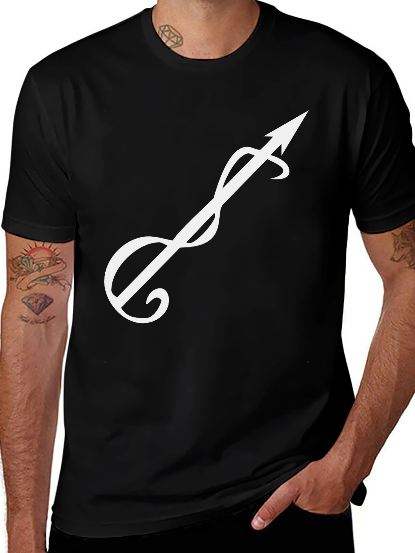 Variant 30 of Stylish Black T-Shirt with White Arrow Design