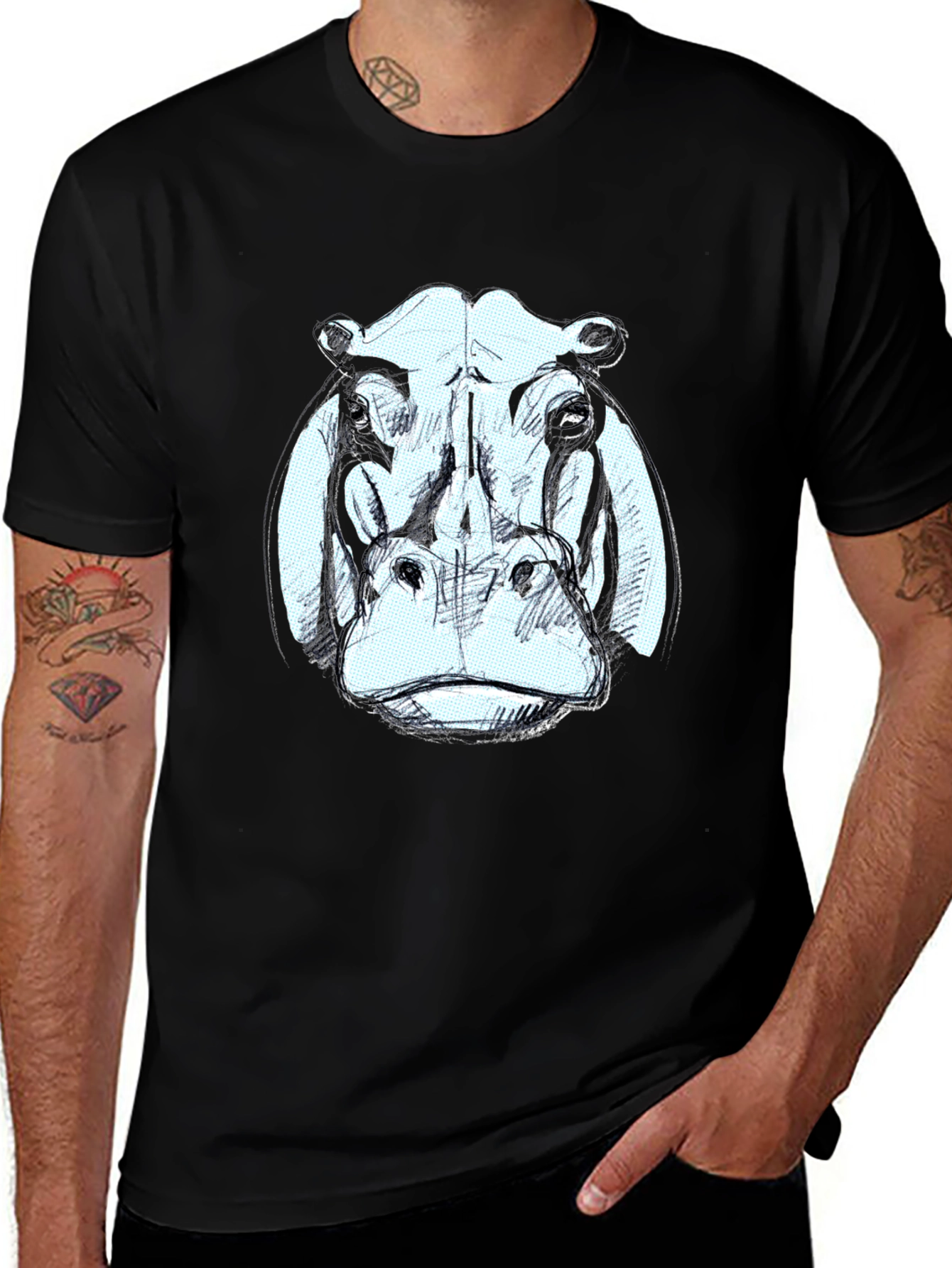 Variant 27 of Hippo Graphic Black T-Shirt