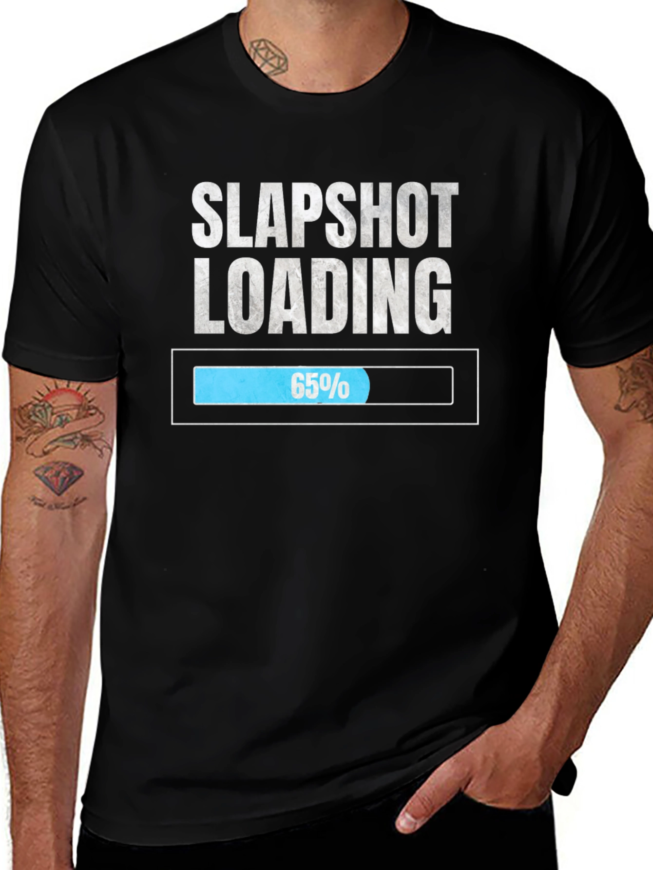 Variant 8 of Slapshot Loading 65% Funny Hockey T-Shirt