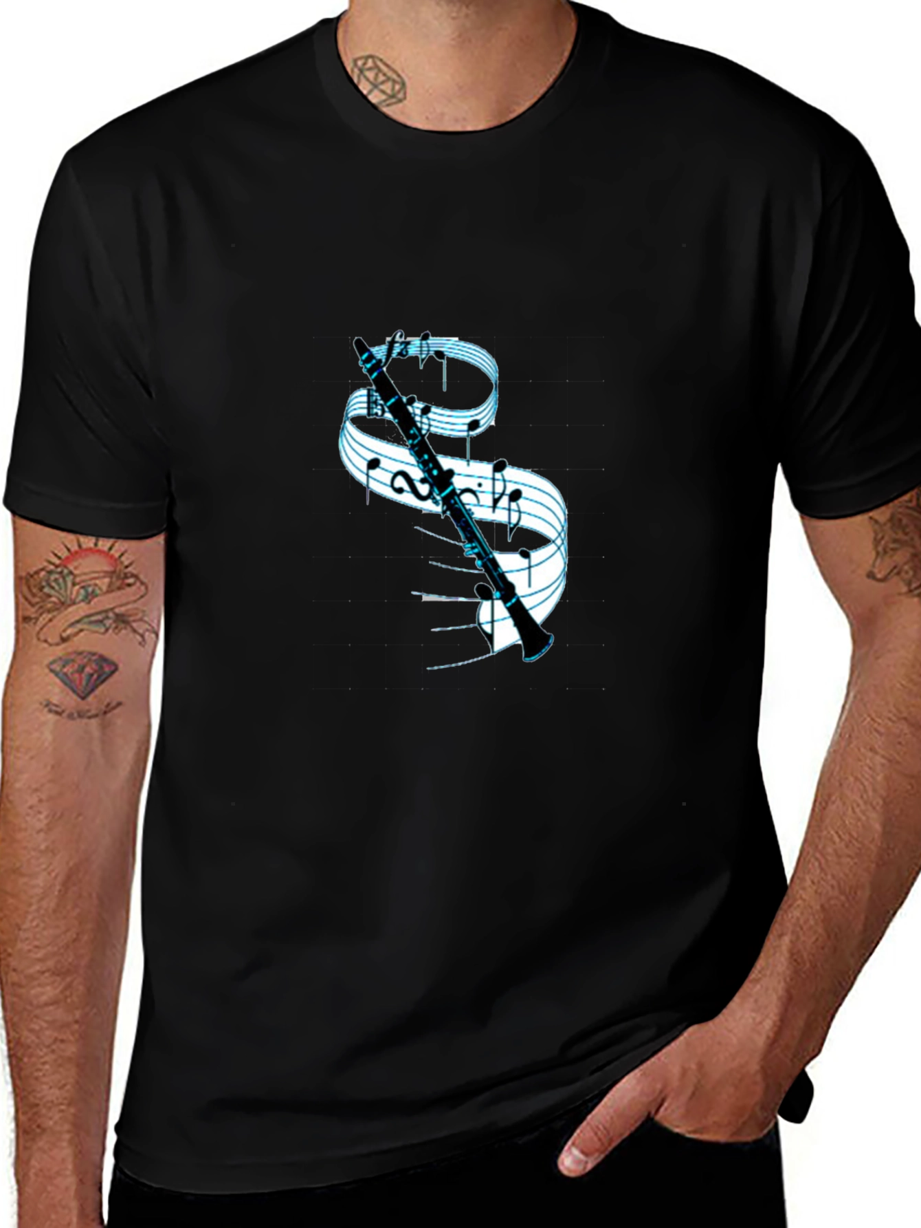 Variant 28 of Musical Clarinet Graphic Tee - Black
