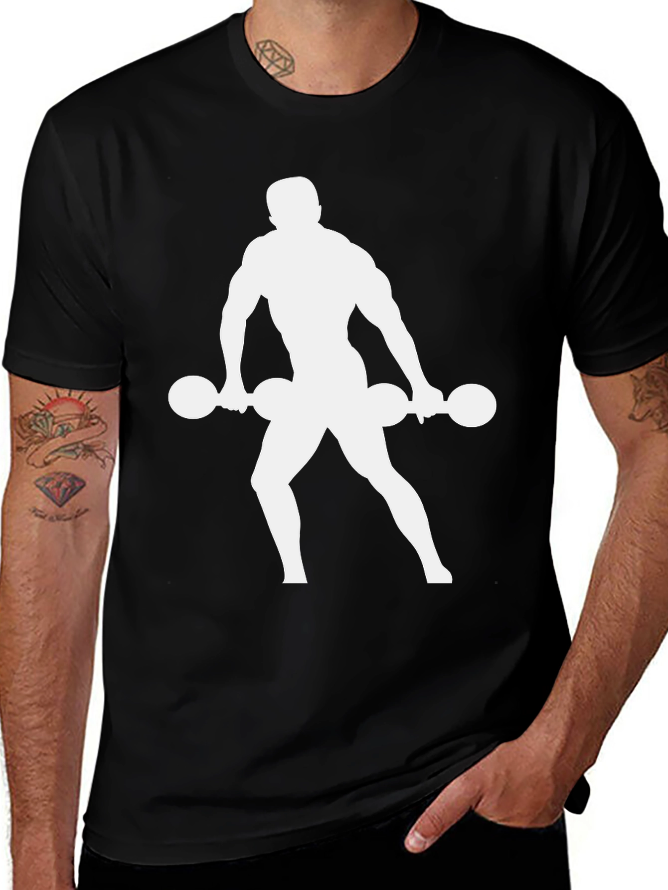 Variant 25 of Bodybuilder Black T-Shirt Weightlifting Gym Fitness