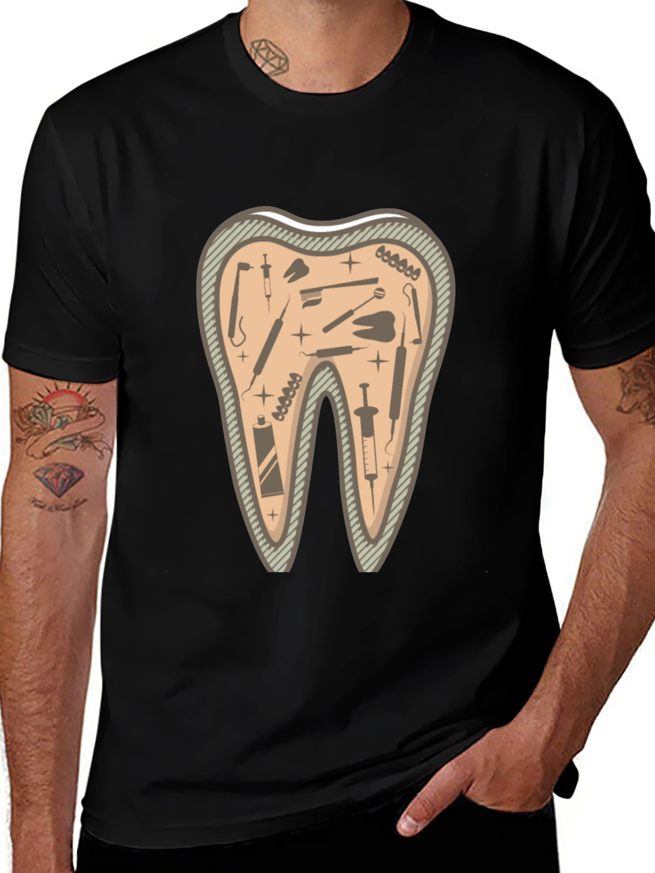 Variant 27 of Dentist Tools Tooth Graphic T-Shirt - Novelty Tee