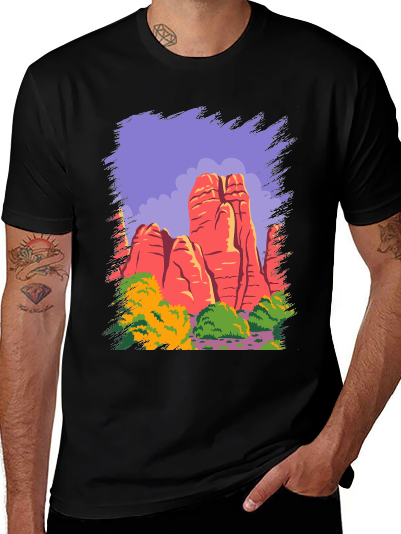 Red Rock Vista Graphic Tee - Black Cotton