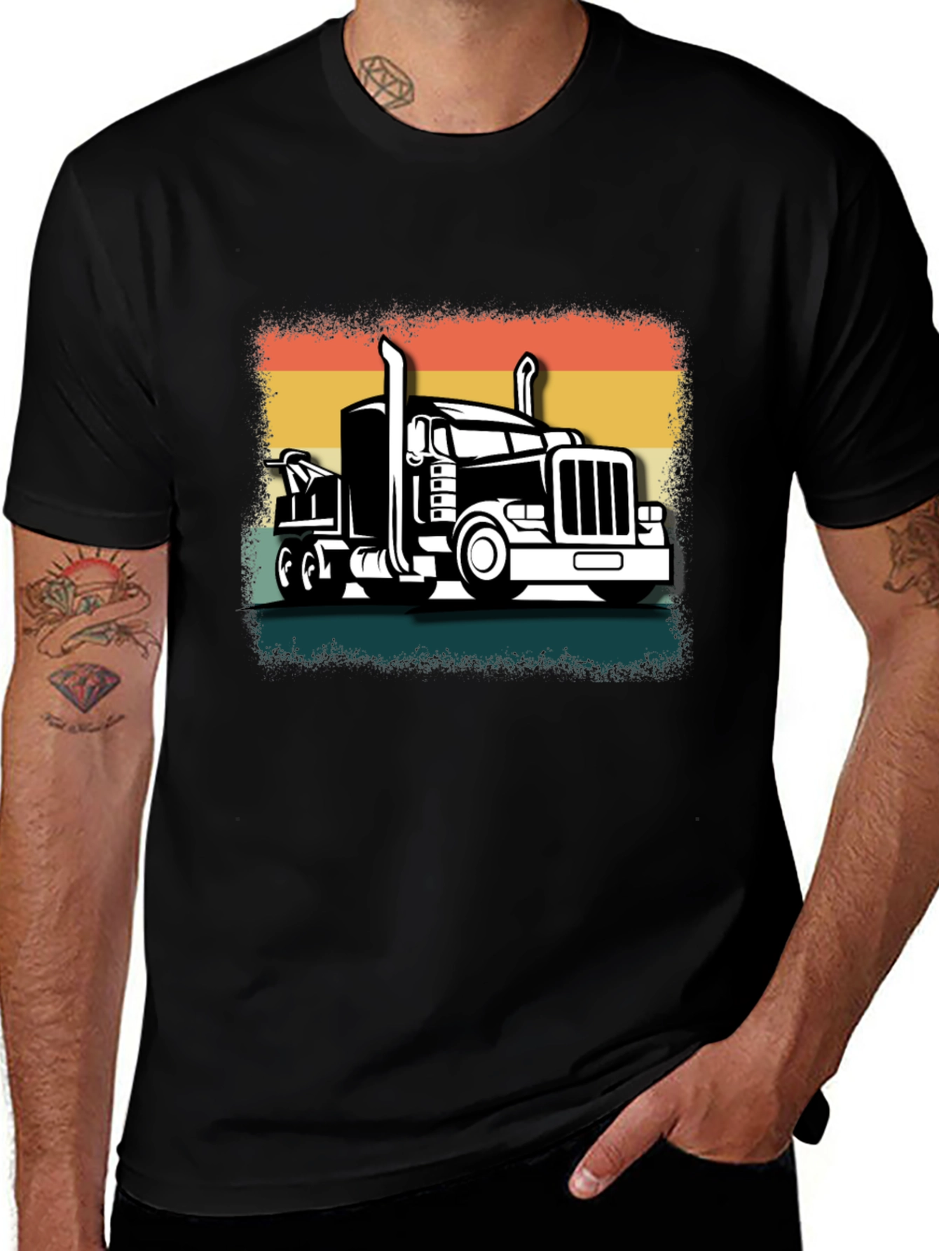 Retro Trucker Tee - Black