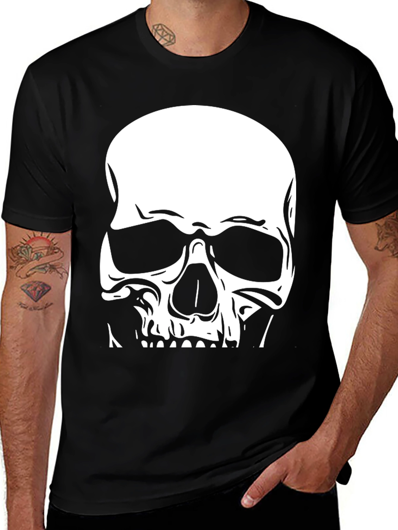 Variant 29 of Skull Graphic Tee - Cool Black Cotton T-Shirt