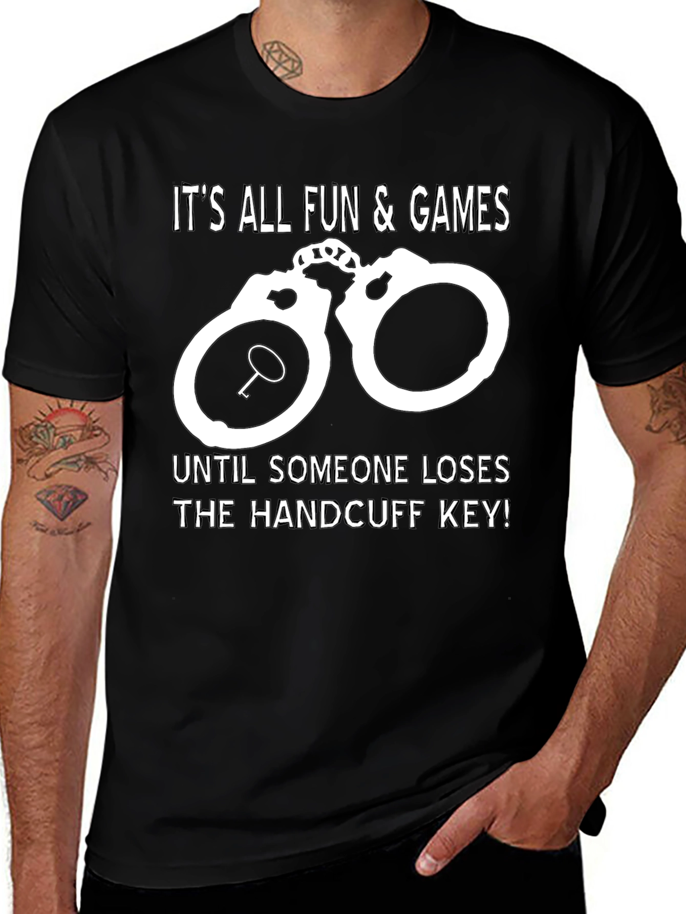 Variant 10 of Funny Handcuff Key T-Shirt: It's All Fun & Games