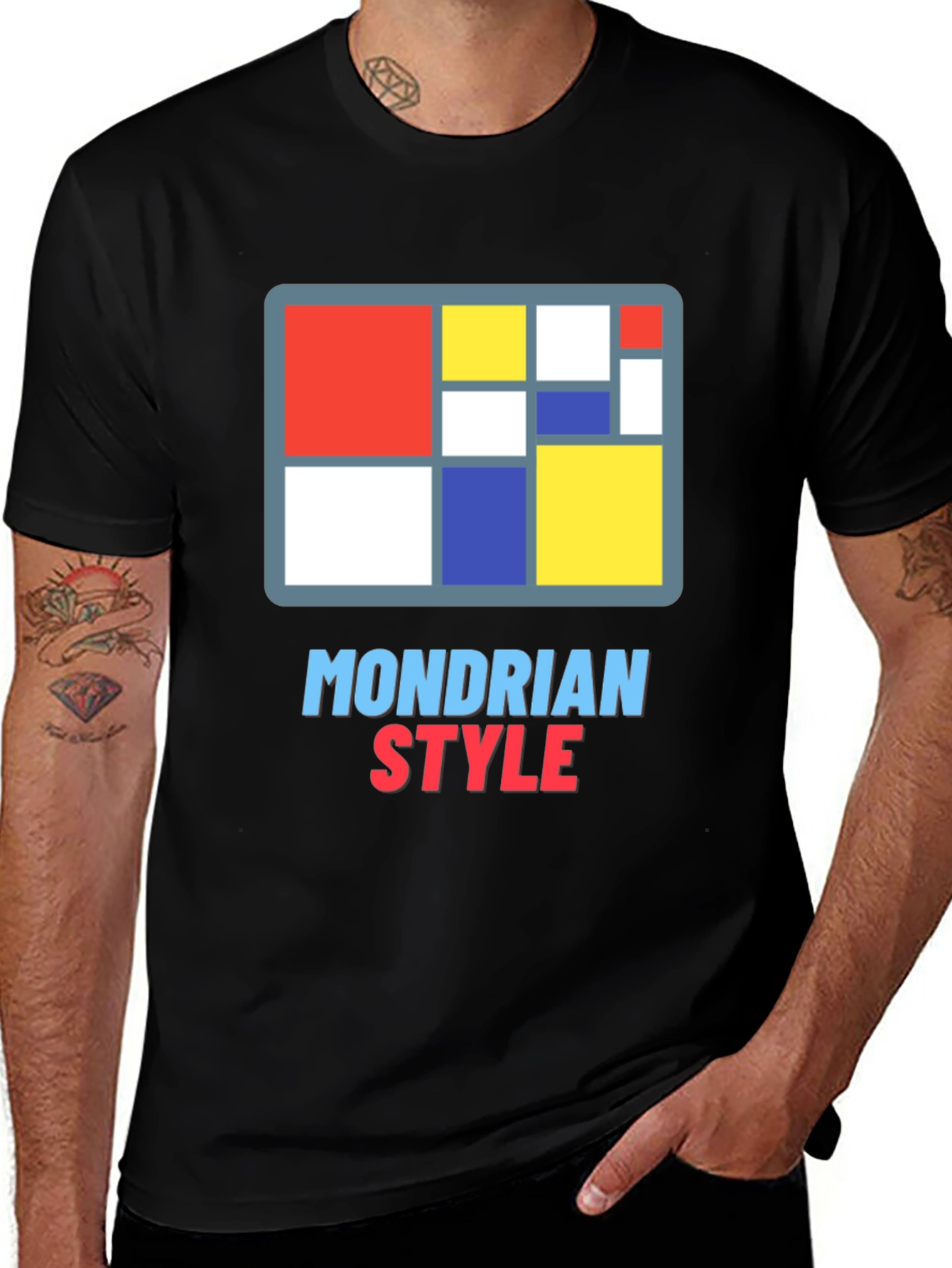 Mondrian Style Graphic Tee - Modern Art Shirt