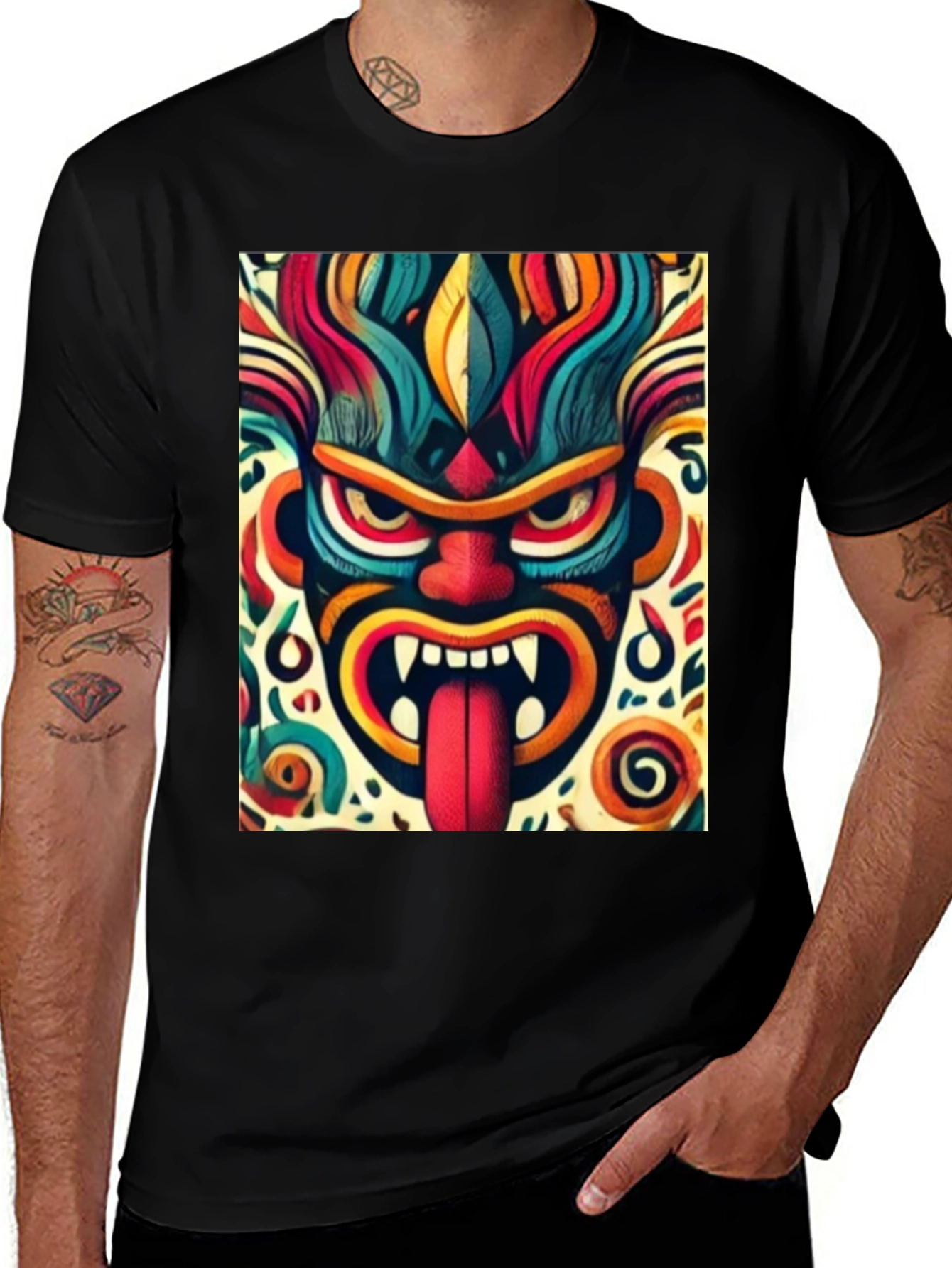 Variant 18 of Vibrant Tribal Mask Graphic T-Shirt