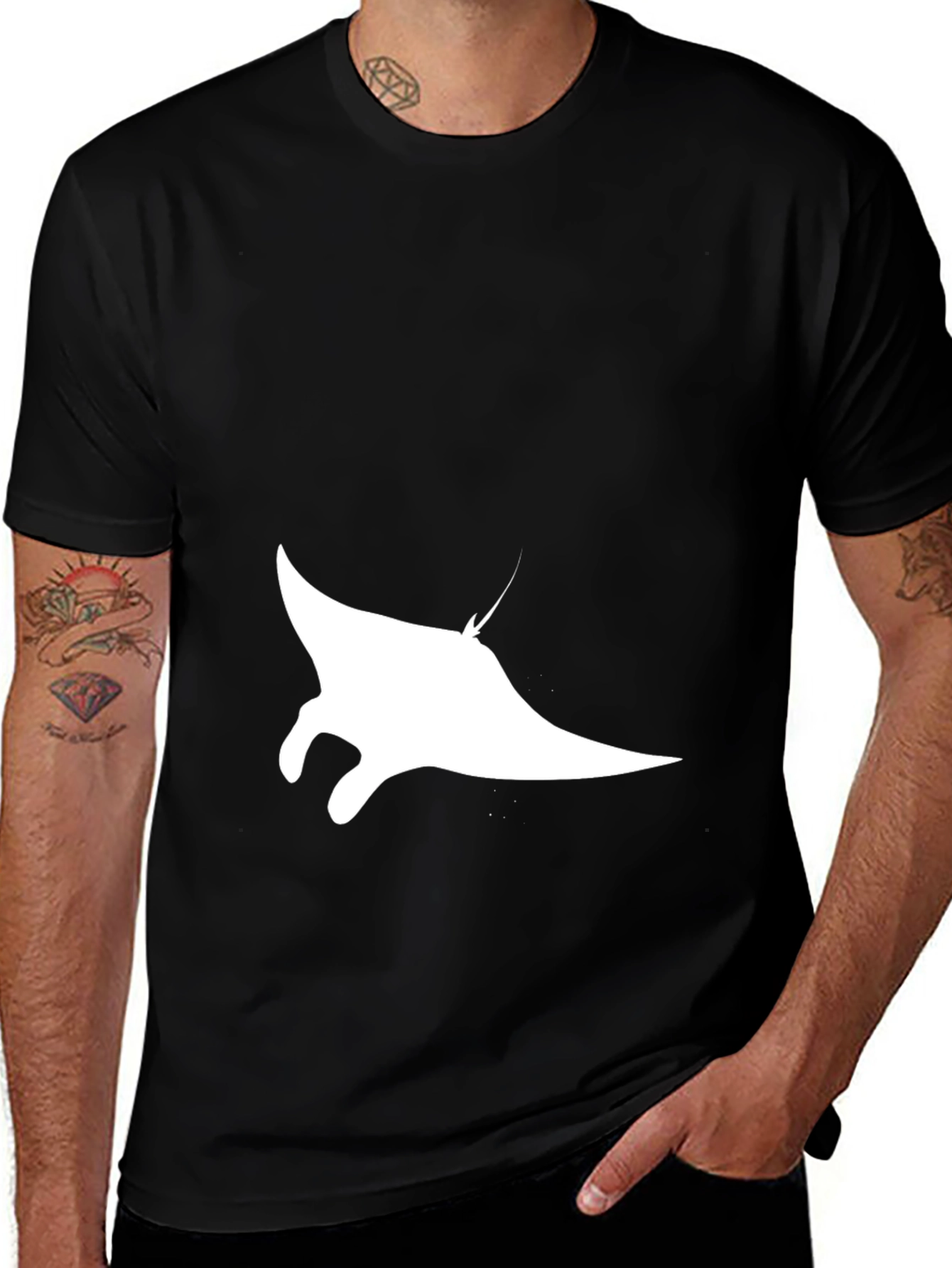 Variant 19 of Black Manta Ray Graphic Tee - Casual Style