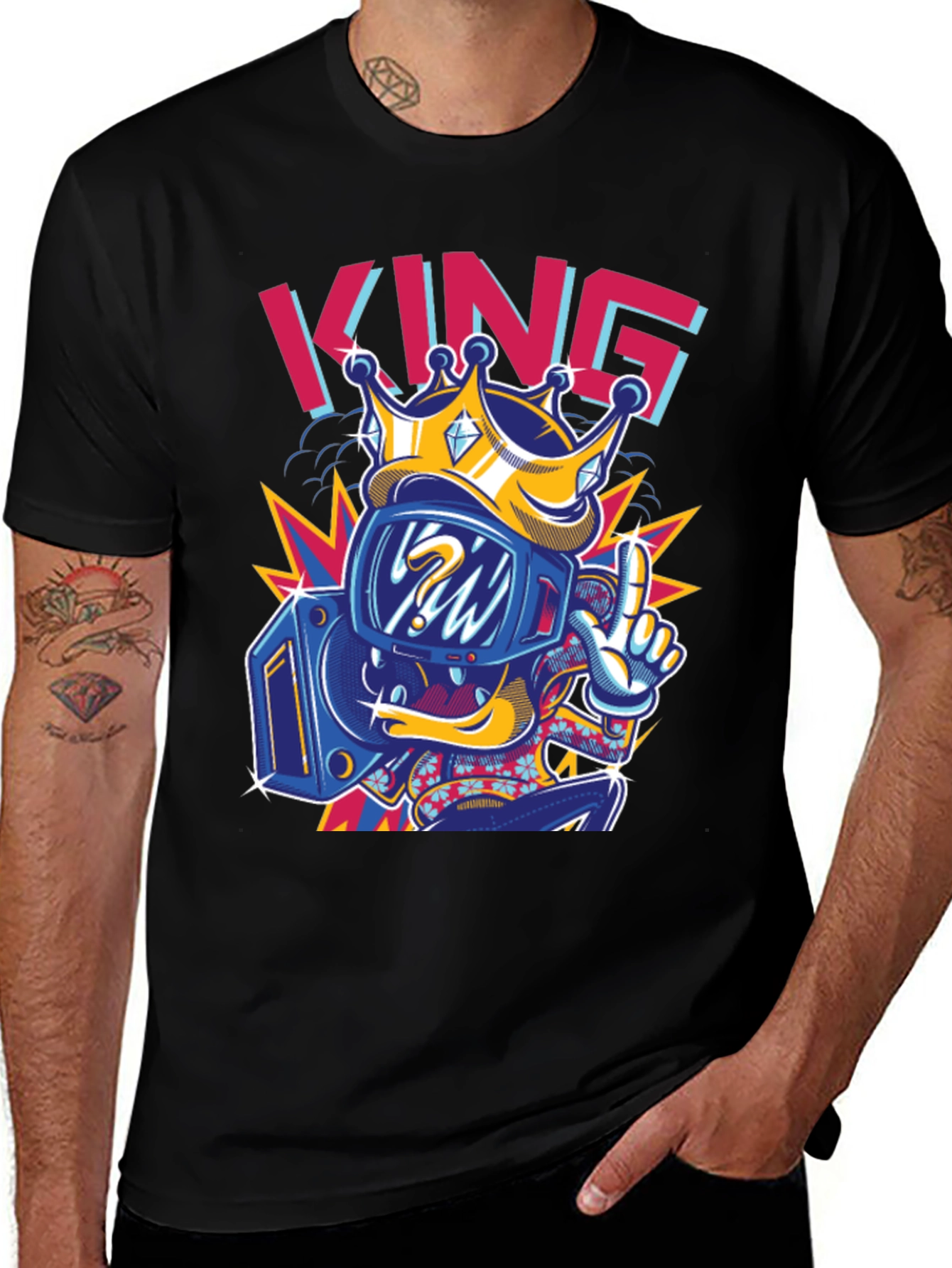 Variant 4 of King Cartoon Graphic Black T-Shirt
