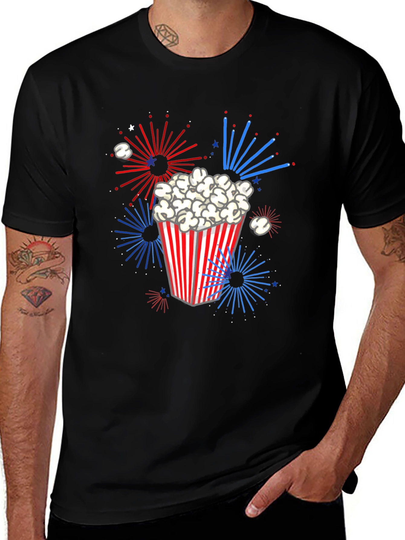 Patriotic Popcorn T-Shirt - USA Fireworks Design