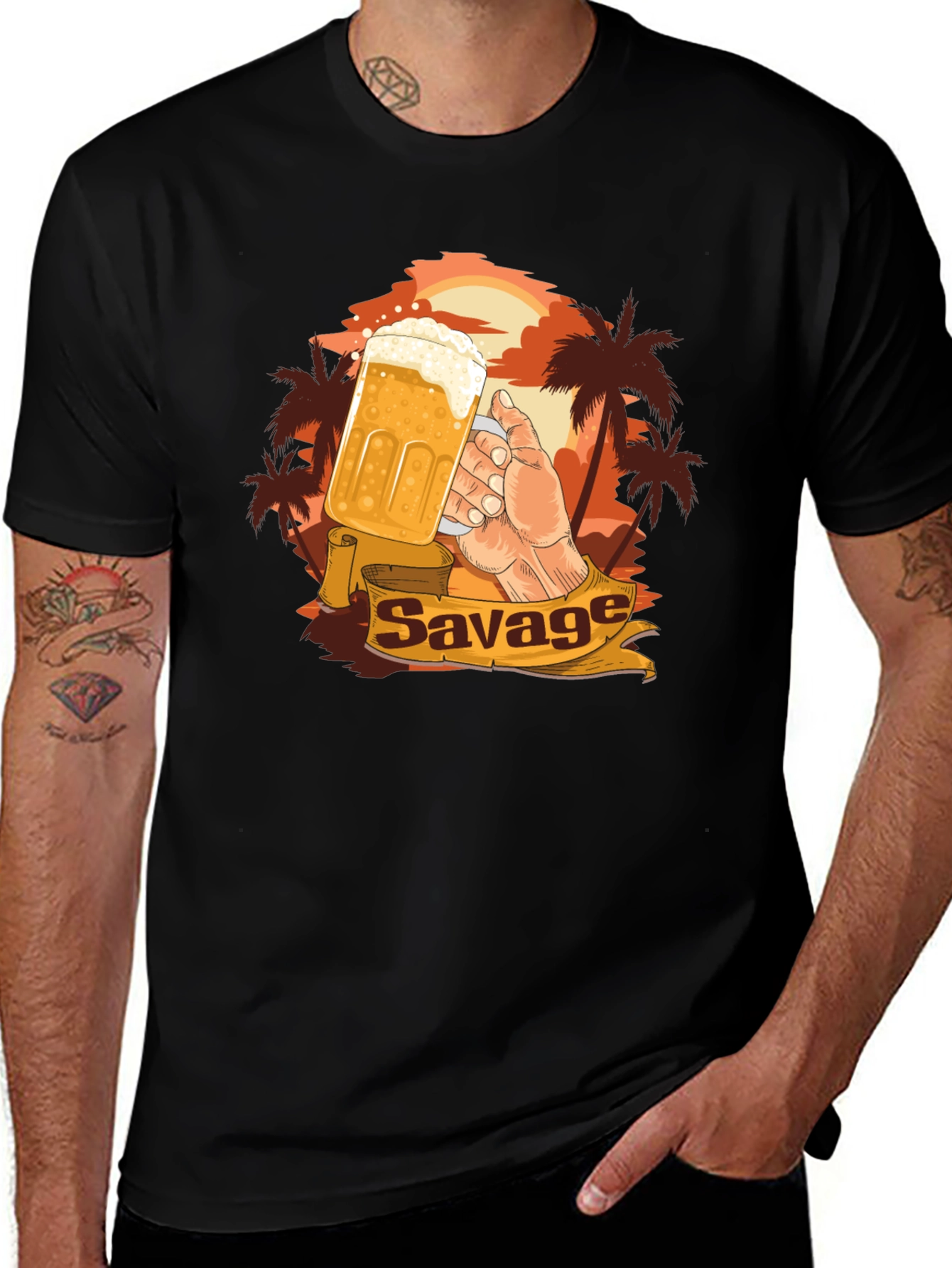Variant 5 of Savage Beer Graphic Tee - Tropical Sunset