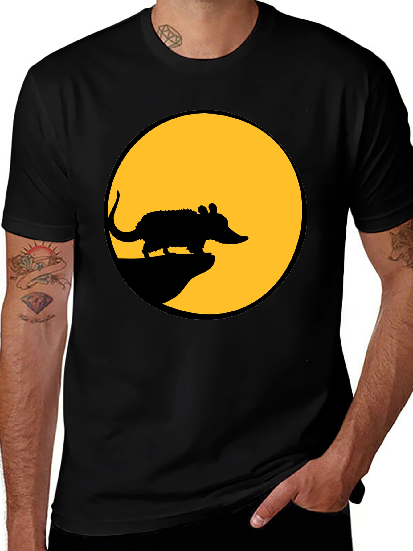 Variant 18 of Rat Silhouette T-Shirt - Black Cotton Tee