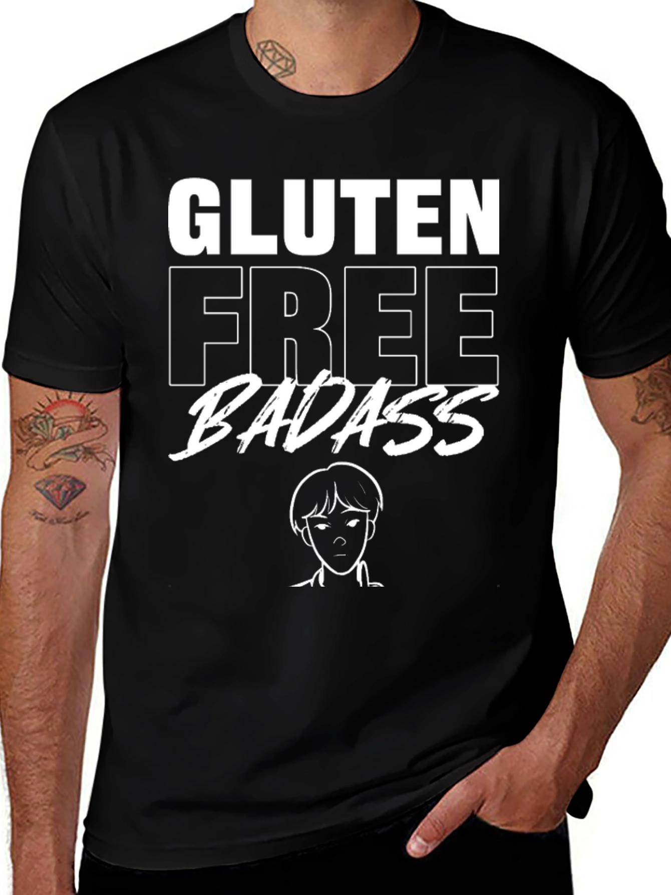 Variant 15 of Gluten Free Badass Graphic T-Shirt - Black