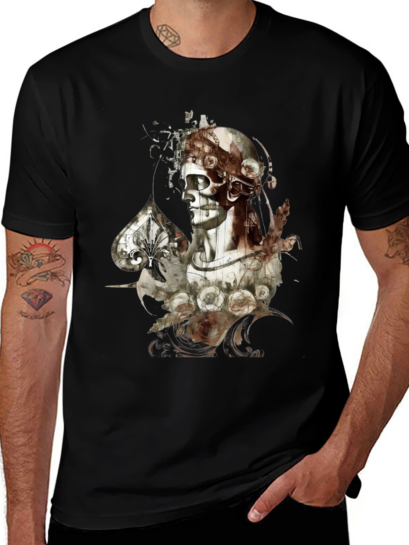 Variant 8 of Gothic Skull & Roses Graphic Tee - Dark Aesthetic Fashion