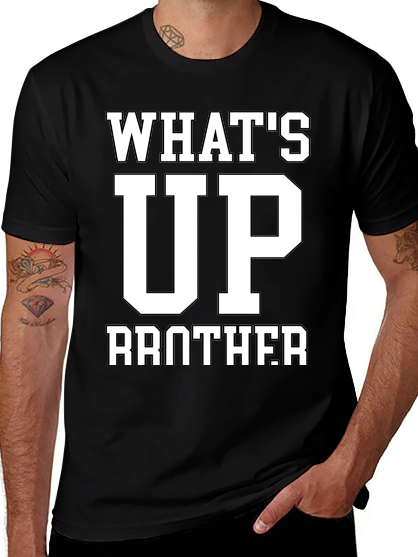 Variant 29 of What's Up Brother Black Graphic T-Shirt