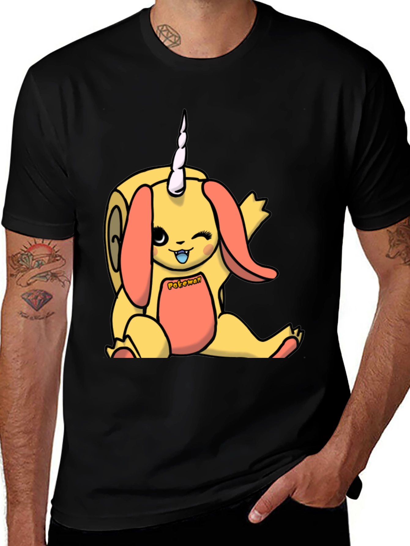 Variant 9 of Cute Cartoon Unicorn T-Shirt - Unisex Black Tee