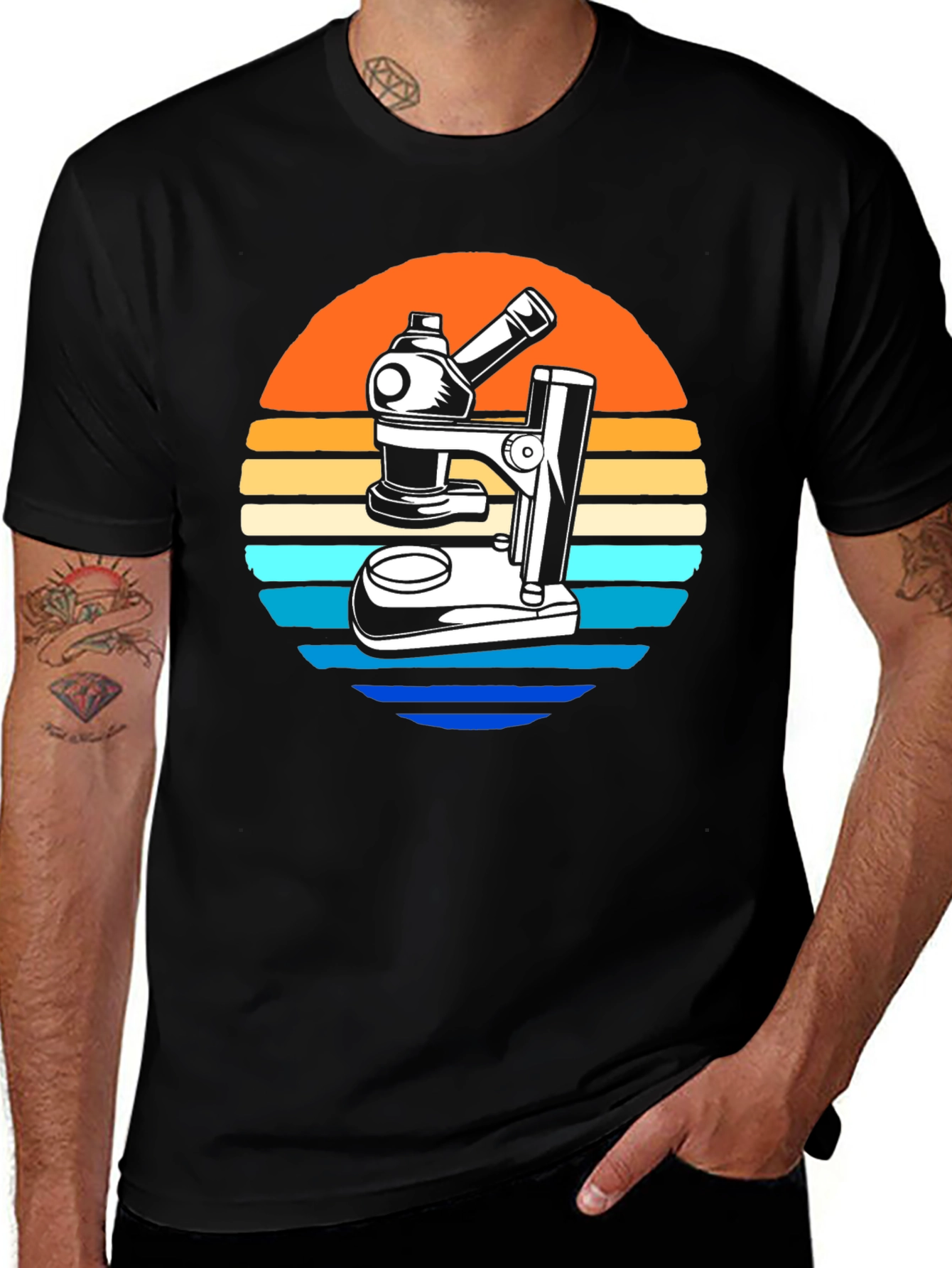 Retro Microscope Graphic T-Shirt - Science Lover Gift