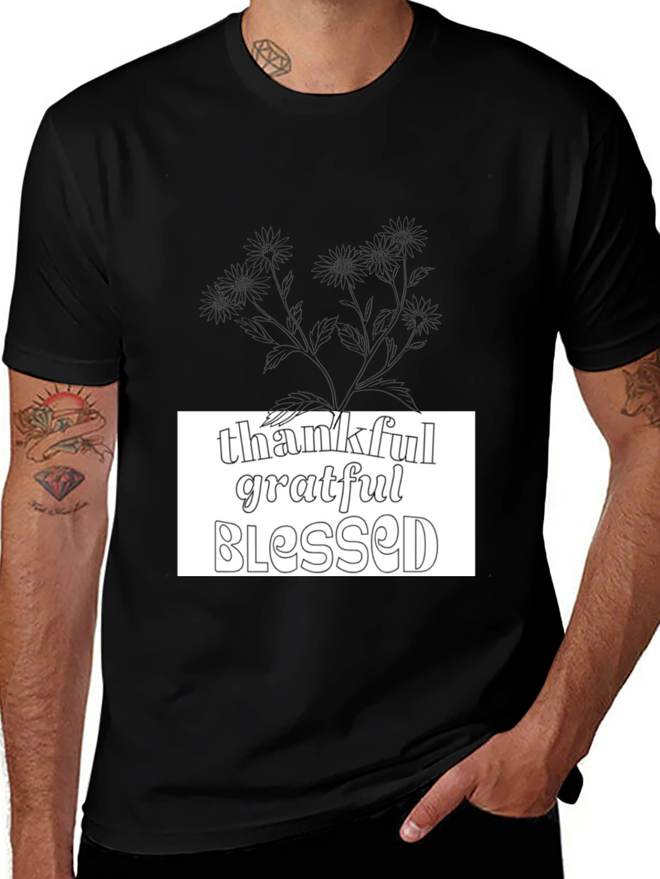 Variant 23 of Thankful Grateful Blessed Black T-Shirt